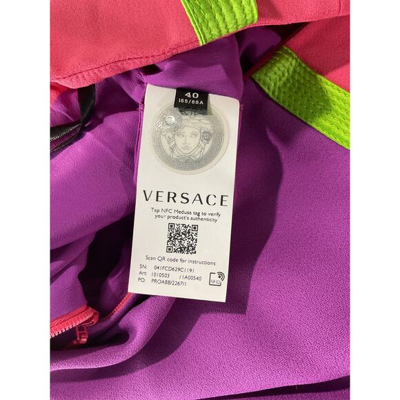Versace Cutout Crepe Purple Acetate Mini Dress Size 40 - Picture 5 of 6